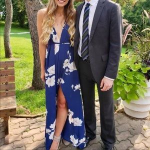 Blue floral floor length dress